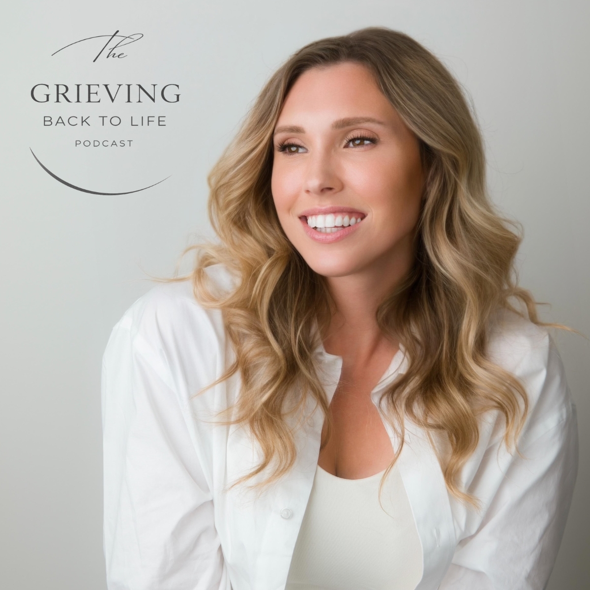 The Grieving Back to Life Podcast cover featuring host Lauren Cheek